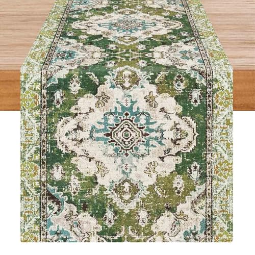 Avalune Tischläufer Grün Boho Modern Herbst Vintage Leinenoptik Mandala Blumen Läufer Tisch Abwaschbar Geometrisch Retro Landhausstil Outdoor Tischlaufer für Küche Esszimmer Garten Deko 33x183 cm Avalune Tischläufer Grün Boho Modern Herbst Vintage Leinenoptik Mandala Blumen Läufer Tisch Abwaschbar Geometrisch Retro Landhausstil Outdoor Tischlaufer für Küche Esszimmer Garten Deko 33x183 cm von Avalune