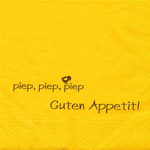 AvanCarte Servietten Spruch Text Piep Guten Appetit 20 Stück, 3-lagig 33x33cm von AvanCarte