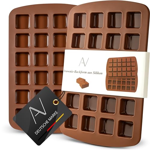 AVANA Brownie Backform aus Silikon (2er Set) BPA-Frei Antihaftbeschichtung Kuchenform Backblech Form 24er Brownieform von AVANA