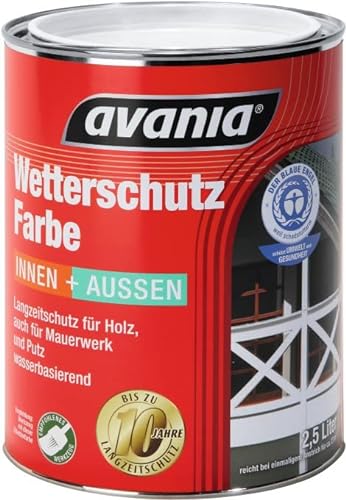 Avania 2x2,5 L Langzeitschutz Acryl-Wetterschutzfarbe innen&Außen 5 L Farbwahl, Farbe:Rotbraun von Avania