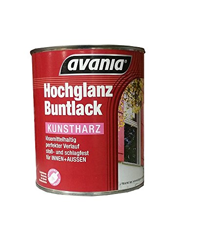 Avania Hochglanz Buntlack/weiß / 750 ml / (Kunstharzlack) für Innen und Außen/Malerqualität v. Fachmann für Holz, Putz,Beton, Mauerwerk, Kunststoff,Eisen, Stahl, Metall,Zink, Aluminium, Kupfer von Avania