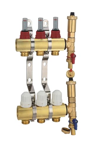 AVANSA Messing Verteiler für Fußbodenheizung Wasser (3-Wege-Verteiler für Fußbodenheizung Wasser) von Avansa