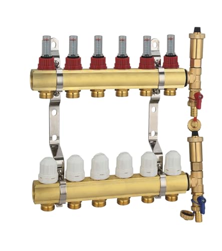 AVANSA Messing Verteiler für Fußbodenheizung Wasser (6-Wege-Verteiler für Fußbodenheizung Wasser) von Avansa