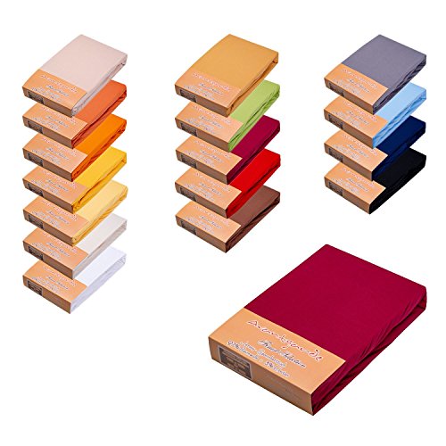 AVANTGARDE Premium Spannbetttuch √ 180x200cm - 200x220cm √ hoher 40cm Steg √ auch für Wasserbett und Boxspringbett √ Spannbettlaken sehr Gute 195g/m² √ 97% Baumwolle / 3% Elasthan √ (brombeer) von Avantgarde