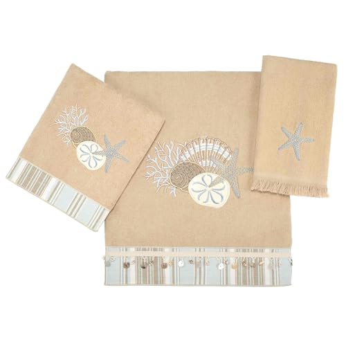 Avanti Linens - 3-teiliges Handtuch-Set, weiche und saugfähige Baumwoll-Handtücher (von The Sea Collection, Rattan) von Avanti Linens