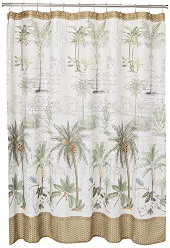 Avanti Linens - Stoff-Duschvorhang, tropisch inspiriertes Badezimmer-Dekor (Colony Palm-Kollektion, Elfenbein) von Avanti Linens