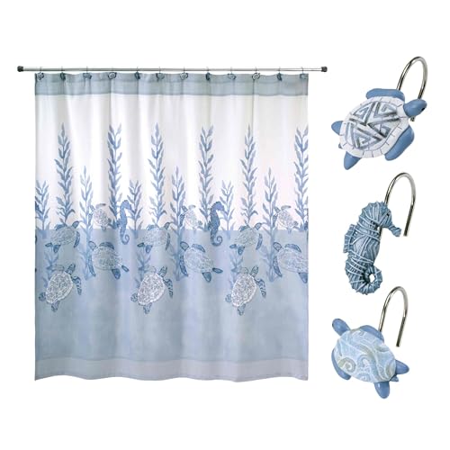 Avanti Linens Dusch-Set, Duschvorhang aus Stoff und 12 Vorhanghaken, langlebige Badezimmer-Essentials (Caicos-Kollektion) von Avanti Linens