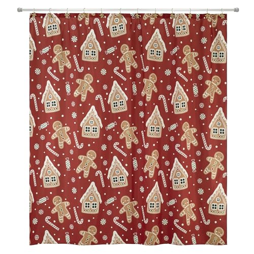 Avanti Linens Duschvorhang, wasserabweisendes Polyester, Badezimmer-Essentials, Urlaubs-inspirierte Dekoration, 183 x 183 cm, Lebkuchenmann von Avanti Linens