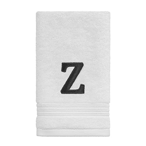 Avanti Linens Monogramm Besticktes Fingerspitzen-Handtuch, 100% Baumwolle, Z, Weiß/Grau, Z von Avanti Linens