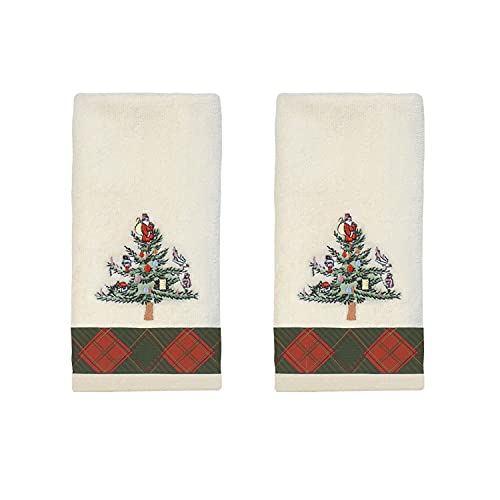 Avanti Linens Tartan Spode Weihnachtsbaum-Kollektion mit Tartanmuster, Baumwolle, elfenbeinfarben, 2 pc Decorative Fingertip Towel von Spode