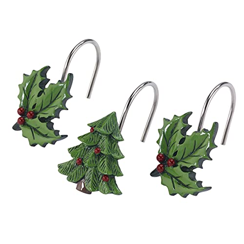 Avanti Linens Tartan Spode Weihnachtsbaum-Kollektion mit Tartanmuster, Metall, Mehrfarbig, 12 pc Shower Hook Set von Avanti Linens