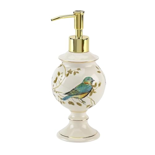 Avanti Linens Vergoldete Vögel Gilded Birds Collection, Keramik, Elfenbein, Soap Dispenser/Lotion Pump von Avanti Linens