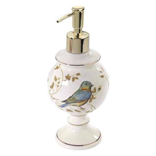 Avanti Linens Vergoldete Vögel Gilded Birds Collection, Keramik, Elfenbein, Soap Dispenser/Lotion Pump von Avanti Linens