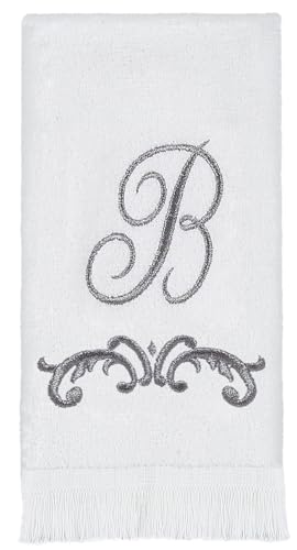 Avanti Monogram Fingertip Towel, B-Scroll, White/Pewter von Avanti Linens
