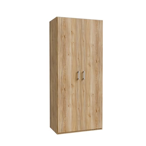 AVANTI TRENDSTORE - Dubino - Drehtürenschrank in zwei Farben Weiß / Eiche Artizan von Avanti Trendstore