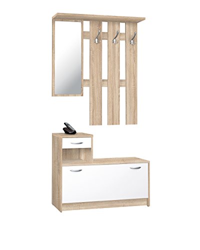 AVANTI TRENDSTORE Garderobe, weißes Eichenholz, circa 95 x 180 x 25 cm von Avanti Trendstore