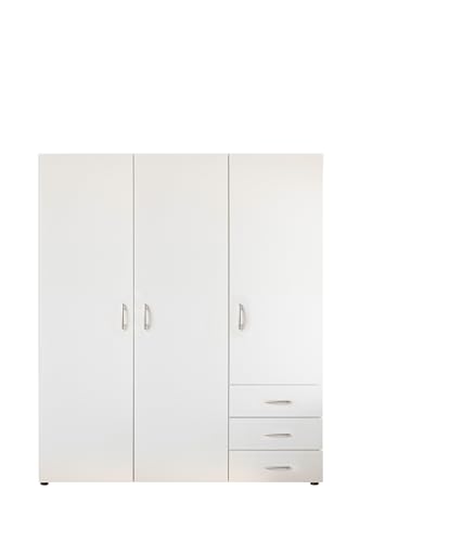 AVANTI TRENDSTORE - Molise - Schrank mit 3 Flügeltüren und 3 Schubladen aus laminiertem Holz in der Farbe Weiß, Maße ca. LAP 150,2 x 176,2 x 51,3 cm von Avanti Trendstore
