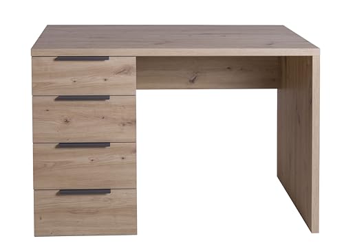 AVANTI TRENDSTORE - Paciano - Schreibtisch aus laminiertem Holz in der Farbe Artisan Eiche mit 4 Schubladen. Maße LAP ca. 110x75,4x59,6cm von Avanti Trendstore