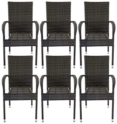 Avanti Trendstore - Agordo - 6er Set stapelbare Stühle aus Polyrattan, witterungsbeständig und robust. Ideal für den Garten oder Terrasse.Maße: BHT 56x94,5x62 cm (6er Set) von Avanti Trendstore