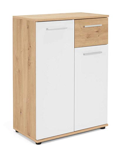 Avanti Trendstore - Jack Sideboard/Kommode in Eiche Artisan/Weiß mit Türen und Schubladen. Verfügbar in verschiedenen Maßen. (BHT: 60x85x35 cm) von Avanti Trendstore