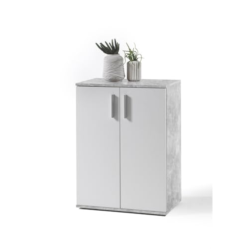 Bea - Kommode mit 2 Türen aus Holzdekor verfügbar in Beton/weiß. BHT 60x83x35 cm. von Avanti Trendstore