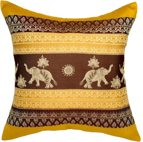Avarada 40 x 40 cm Kissenbezug mit Reißverschluss, Druck: Elefanten und Sonne, Kissen nicht enthalten. , Polyester, gold, 16x16 Avarada 40 x 40 cm Kissenbezug mit Reißverschluss, Druck: Elefanten und Sonne, Kissen nicht enthalten. , Polyester, gold, 16x16 von Avarada