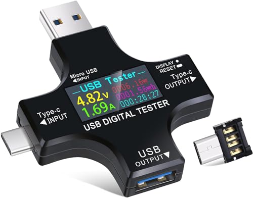 Avatcen 2 in 1USB Tester Messgerät USB C Strommessgerät Anzeige LCD Digital Multimeter Power Meter, Leistungsmessgerät, Spannung Voltmeter, Strom, Kapazität Detektor, USB Kabel TesterDC3.6-30V/0-5.1A Avatcen 2 in 1USB Tester Messgerät USB C Strommessgerät Anzeige LCD Digital Multimeter Power Meter, Leistungsmessgerät, Spannung Voltmeter, Strom, Kapazität Detektor, USB Kabel TesterDC3.6-30V/0-5.1A von Avatcen