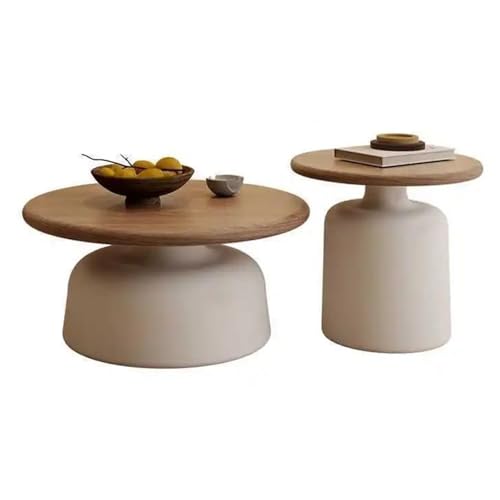 Avdnrya Couchtisch aus Marmor, rund, stapelbar, 2er-Set, platzsparender Couchtisch, Akzenttische für Wohnzimmer, Wohnungen, stark und stabil (groß, weiß) von Avdnrya