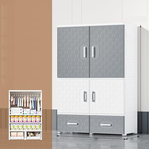 Avdnrya Doppeltüriger einfacher Aufbewahrungsschrank, tragbarer Kinder-Kleiderschrank, zusammenklappbarer großer Kleinkind-Kleiderschrank mit Rollen, faltbarer Baby-Kleiderschrank mit Türen (Grau Avdnrya Doppeltüriger einfacher Aufbewahrungsschrank, tragbarer Kinder-Kleiderschrank, zusammenklappbarer großer Kleinkind-Kleiderschrank mit Rollen, faltbarer Baby-Kleiderschrank mit Türen (Grau von Avdnrya