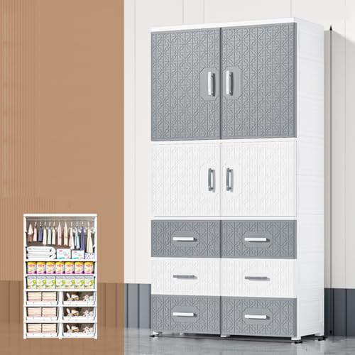 Avdnrya Doppeltüriger einfacher Aufbewahrungsschrank, tragbarer Kinder-Kleiderschrank, zusammenklappbarer großer Kleinkind-Kleiderschrank mit Rollen, faltbarer Baby-Kleiderschrank mit Türen (Grau Avdnrya Doppeltüriger einfacher Aufbewahrungsschrank, tragbarer Kinder-Kleiderschrank, zusammenklappbarer großer Kleinkind-Kleiderschrank mit Rollen, faltbarer Baby-Kleiderschrank mit Türen (Grau von Avdnrya