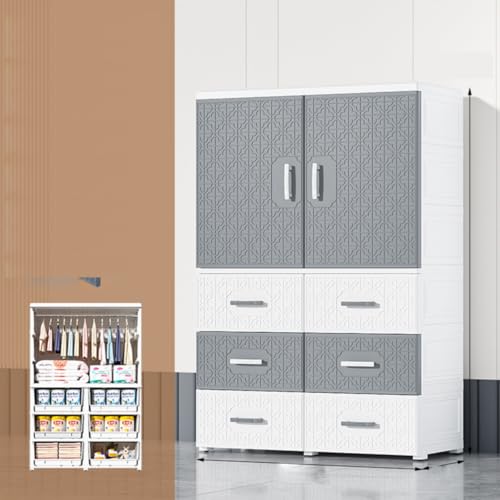 Avdnrya Doppeltüriger einfacher Aufbewahrungsschrank, tragbarer Kinder-Kleiderschrank, zusammenklappbarer großer Kleinkind-Kleiderschrank mit Rollen, faltbarer Baby-Kleiderschrank mit Türen (graues Avdnrya Doppeltüriger einfacher Aufbewahrungsschrank, tragbarer Kinder-Kleiderschrank, zusammenklappbarer großer Kleinkind-Kleiderschrank mit Rollen, faltbarer Baby-Kleiderschrank mit Türen (graues von Avdnrya