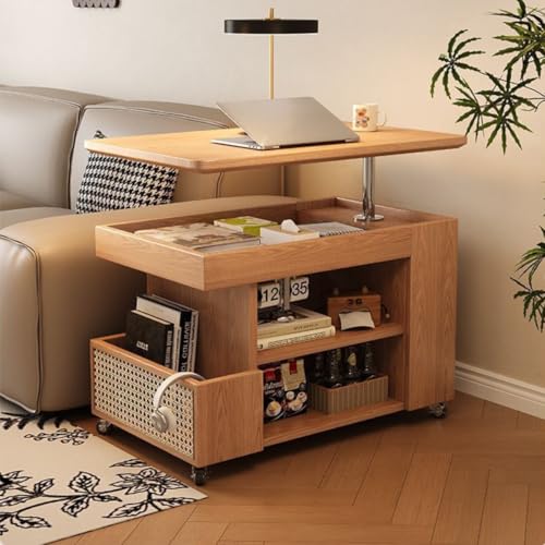 Avdnrya Moderner Couchtisch mit Hebeplatte, beweglicher Sofa-Beistelltisch mit verstecktem Stauraum und Rollrädern, Esstisch, Beistelltisch (Holz) von Avdnrya