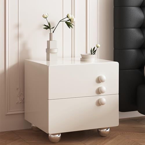 Avdnrya Nachttisch mit 2 Schubladen, moderner Ständer, Nachttisch für Schlafzimmer, Beistelltisch mit Stauraum, für kleine Räume, für Schlafzimmer/Wohnzimmer/Wohnheim (50 cm, weiß) von Avdnrya