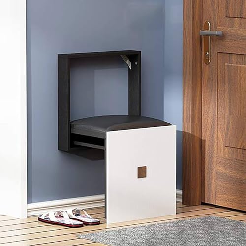 Avdnrya Schuhwechselhocker am Eingang, klappbarer Duschsitz aus Holz, Wandmontage, Badezimmerhocker, hochwertiger Eingangshalle, Eingang, Foyerstuhl, unsichtbarer Haushaltsklapphocker (B) von Avdnrya