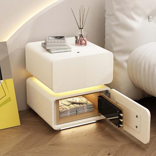Avdnrya Smart Nachttisch mit kabellosem Aufladen, Schubladen für Schlafzimmer, USB-Anschlüsse, verstellbare LED-Beleuchtung und Hochglanz-Finish für Schlafzimmer, Wohnzimmer oder Büro (35 x 40 x 50 cm Avdnrya Smart Nachttisch mit kabellosem Aufladen, Schubladen für Schlafzimmer, USB-Anschlüsse, verstellbare LED-Beleuchtung und Hochglanz-Finish für Schlafzimmer, Wohnzimmer oder Büro (35 x 40 x 50 cm von Avdnrya