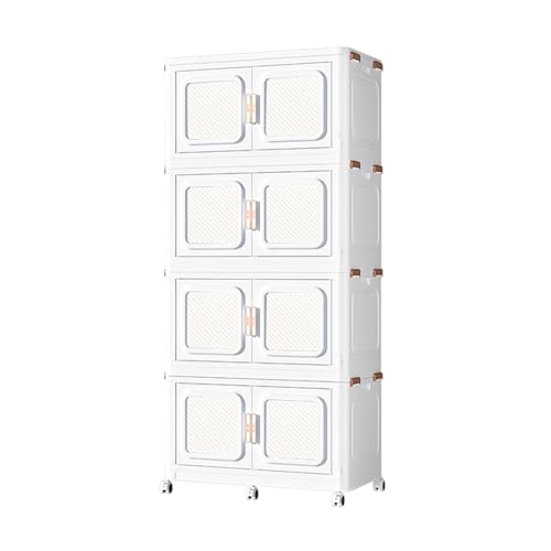 Avdnrya Tragbarer Kleiderständer, zusammenklappbar, mit Türen, freistehender Kleiderschrank, Kunststoff, strapazierfähig, Kleiderständer mit Rädern, für Schlafzimmer, Wohnzimmer (85 x 53 x 189 cm von Avdnrya
