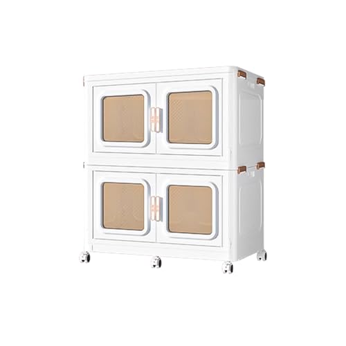 Avdnrya Tragbarer Kleiderständer, zusammenklappbar, mit Türen, freistehender Kleiderschrank, Kunststoff, strapazierfähig, Kleiderständer mit Rädern, für Schlafzimmer, Wohnzimmer (85 x 53 x 99 cm von Avdnrya