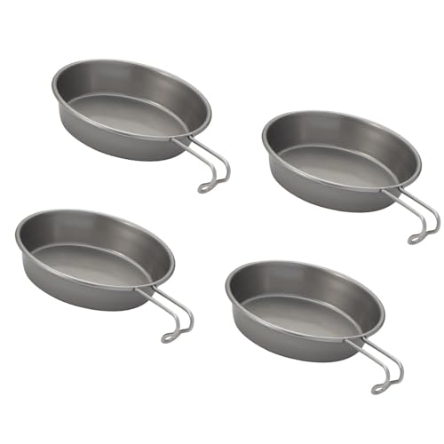 Avejjbaey 4 Stück Servierteller Edelstahl Geschirr Edelstahl Teller und Schalen Set für Camping u von Avejjbaey
