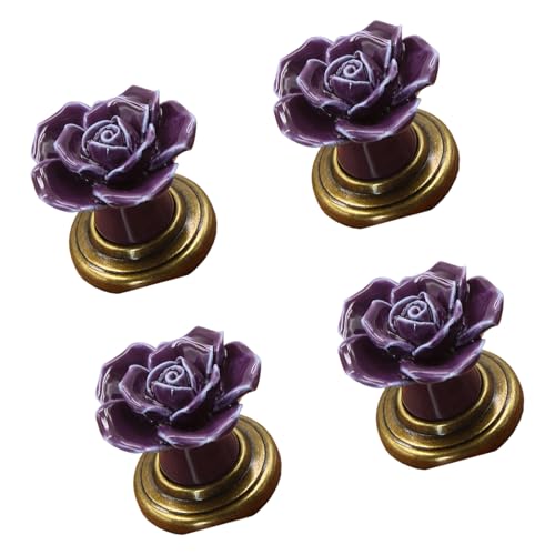 Avejjbaey Packung Von 4 Eleganten Rose Designs Schränke Griffe Robuste Keramikmaterial von Avejjbaey