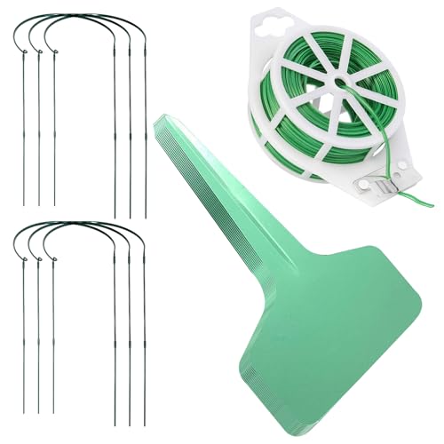 Robustes Metall-Pflanzenregal mit Bindedraht zum Klettern von Blumen, inklusive 10 Gartenetiketten, Pfahl für Heimpflanzen, 6 Stück von Avejjbaey