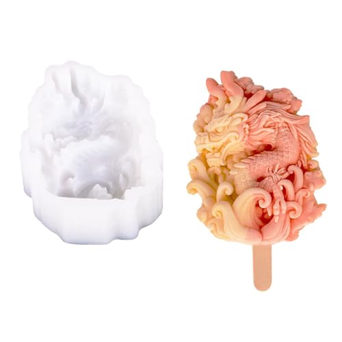 Silikonbahnbahnform Drachenform Ices Creme Formen Maker Küche Werkzeug Kuchen Süßigkeiten Süßigkeiten Schimmel Dauerhafte Silikon Stiel Formen von Avejjbaey