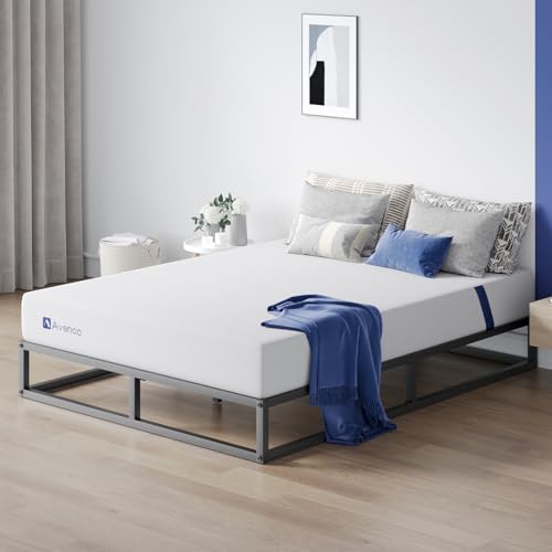 Avenco Bettgestell Metallbett 90 x 190 cm Bettgestelle Bett mit Metall Lattenrost 141cm Leichte Montage Stauraum unter dem Bett Weiß von Avenco