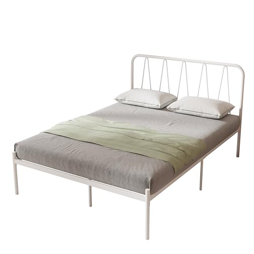 Avenco Bettgestell Metallbett 90 x 190 cm Bettgestelle Bett mit Metall Lattenrost 82cm Leichte Montage Stauraum unter dem Bett Weiß von Avenco