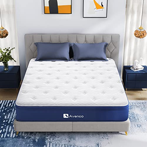 Avenco Bettmatratze, konventionell, Schaumstoff, Weiß/Blau, Kleines Doppelbett von Avenco