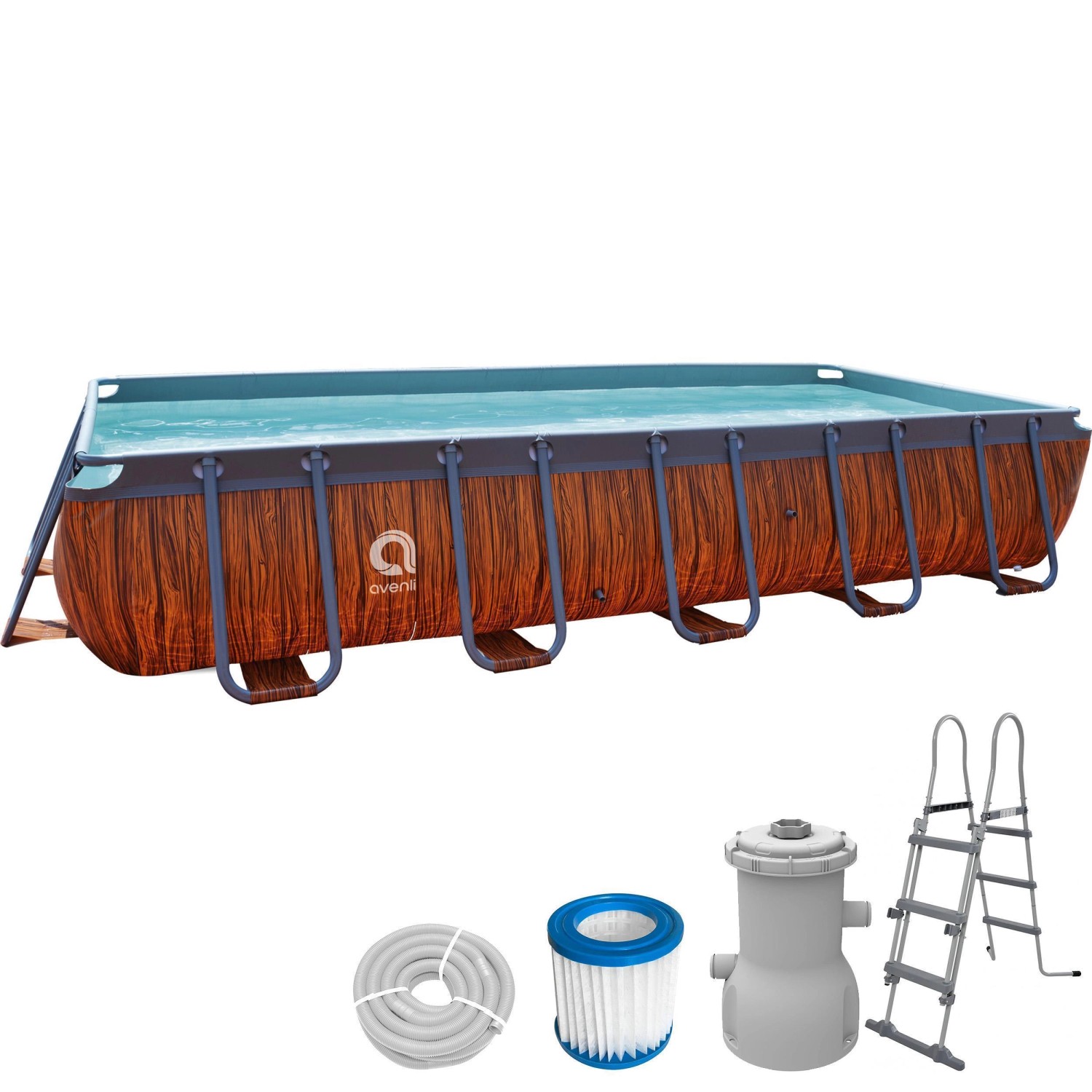 Avenli Frame Rectangular Stahlrahmenpool Set Rechteckig 400 x 200 x 100 cm Braun mit Filterpumpe Sicherheitsleiter und Reparaturaufkleber Avenli Frame Rectangular Stahlrahmenpool Set Rechteckig 400 x 200 x 100 cm Braun mit Filterpumpe Sicherheitsleiter und Reparaturaufkleber von Avenli