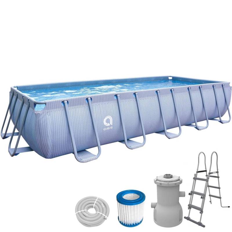 Avenli Frame Stahlrahmenpool Rechteckig 540 x 250 x 100 cm Grau mit Sicherheitsleiter und CleanPlus Filterpumpe von Avenli