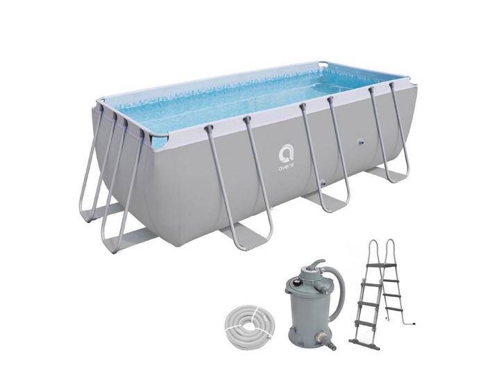 Avenli Framepool Frame Rectangular Pool Set 400 x 207 x 122 cm, rechteckiger Stahlrahme (Stahlrahmenpool Komplettset mit Sandfilteranlage), grau von Avenli