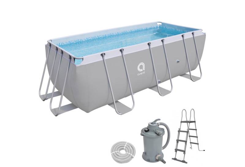 Avenli Framepool Frame Rectangular Pool Set 400 x 207 x 122 cm, rechteckiger Stahlrahme (Stahlrahmenpool Komplettset mit Sandfilteranlage) von Avenli