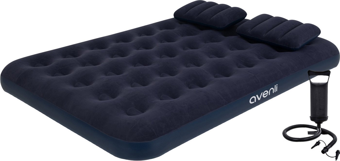 Avenli Luftbett Campingbett mit Pumpe aufblasbar 191x137x22 cm, (Luftmatratze für 2 Personen), Gästebett inklusive Luftpumpe und 2 Kissen von Avenli