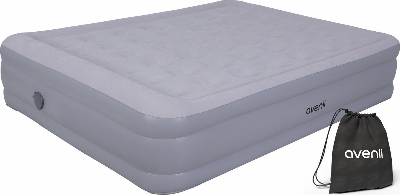 Avenli Luftbett Luftmatratze selbstaufblasend 203x157x47cm hoch, (Gästebett aufblasbar mit abnehmbarer Elektropumpe für 2 Personen), Aufblasbares Reise Bett inklusive Pumpe und Tragetasche von Avenli